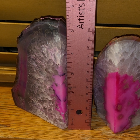 Agate Geode Sections Pair of Dyed Pink​​ - Picture 5 of 15